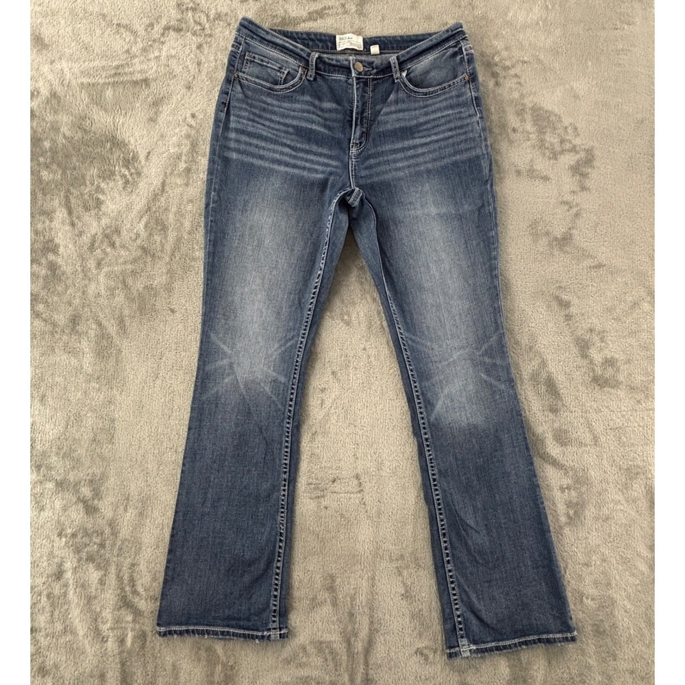 BKE Gabby Bootcut Jeans Womens 31L Long Stretch Blue Distressed Denim 33" Inseam - Picture 1 of 10